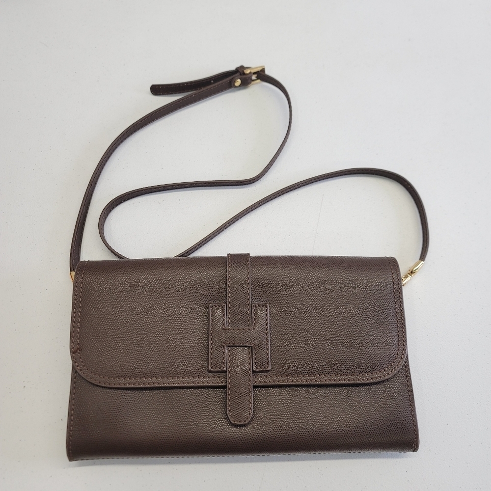 H Leather clutch/ crossbody bag